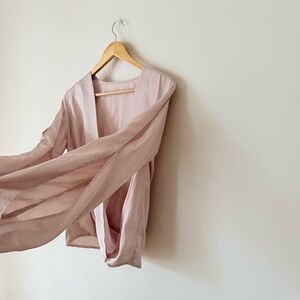Pink Satin Slit Sleeve Blouse